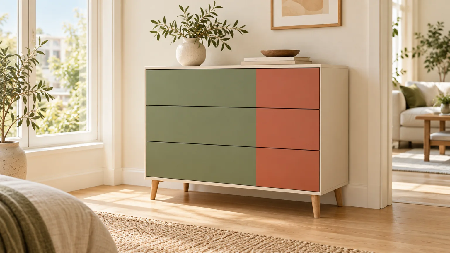 Colour-Blocking-Kommode selber machen: Zwei Farben, ein neuer Look