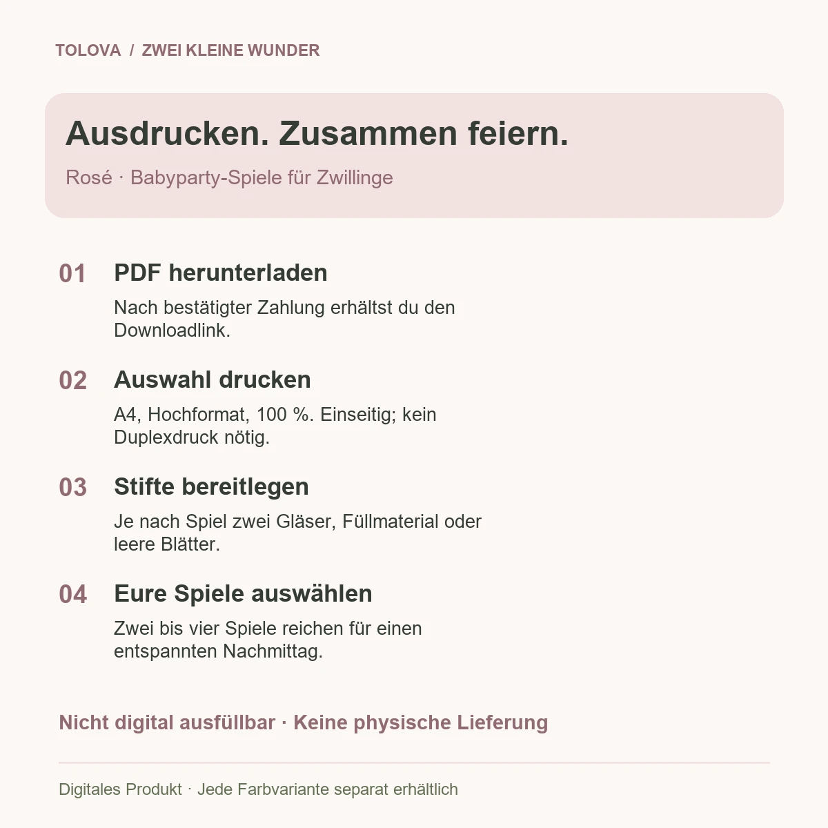 Babyparty-Spiele für Zwillinge – Rosé – Bild 3