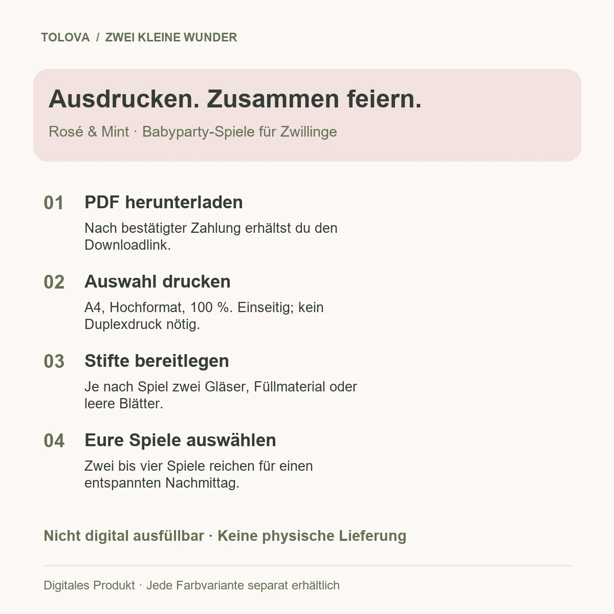 Babyparty-Spiele für Zwillinge – Rosé & Mint – Bild 3