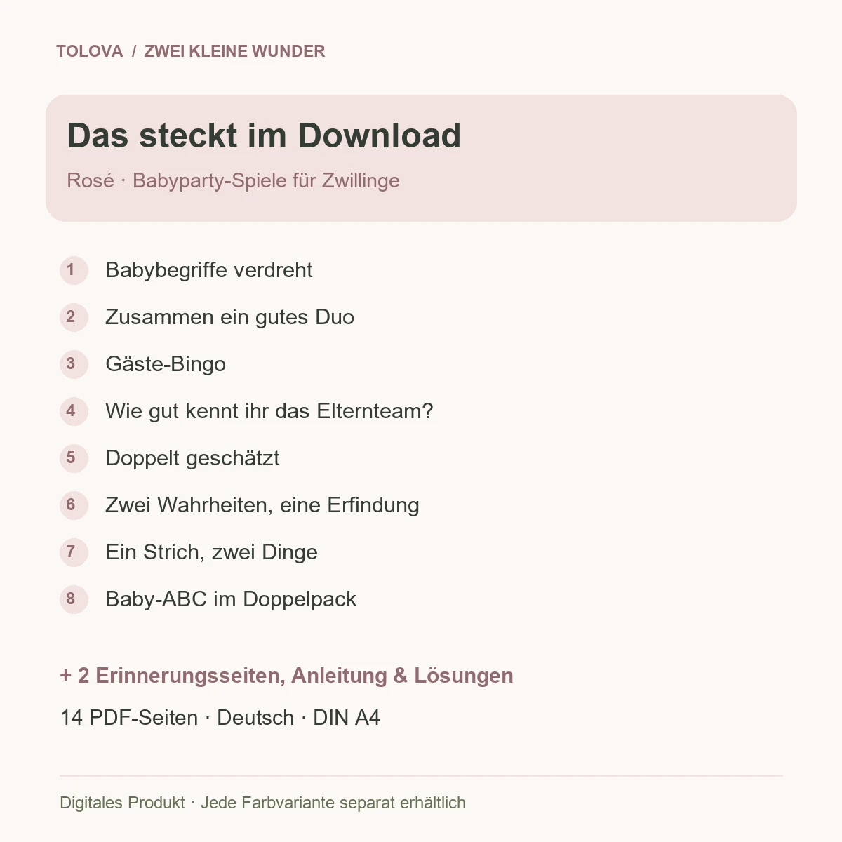 Babyparty-Spiele für Zwillinge – Rosé – Bild 2